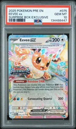 2025 POKEMON PRE EN-PRISMATIC EVOLUTIONS SURPRISE BOX EXCLUSIVE EEVEE EX PSA 10 - Image 1