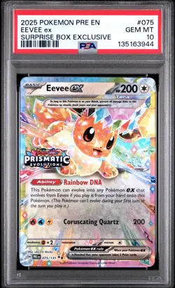 2025 POKEMON PRE EN-PRISMATIC EVOLUTIONS SURPRISE BOX EXCLUSIVE EEVEE EX PSA 10 - Image 1