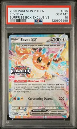 2025 POKEMON PRE EN-PRISMATIC EVOLUTIONS SURPRISE BOX EXCLUSIVE EEVEE EX PSA 10 - Image 1