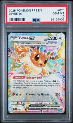 2025 POKEMON PRE EN-PRISMATIC EVOLUTIONS #075 EEVEE EX PSA 10 - Image 1