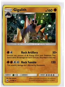 Pokemon TCG Gigalith (Cosmos Holo) 071/149 Sun & Moon Blister Exclusives Holo - Image 1
