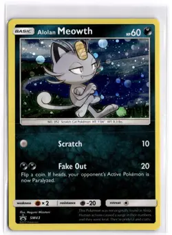 Pokemon TCG Alolan Meowth (Cosmos Holo) SM43 Sun & Moon Black Star Promo - Image 1