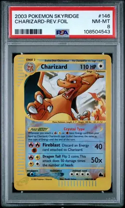 PSA 8 MINT Charizard 146/144 Crystal Reverse Holo Skyridge Pokemon Card - Image 1