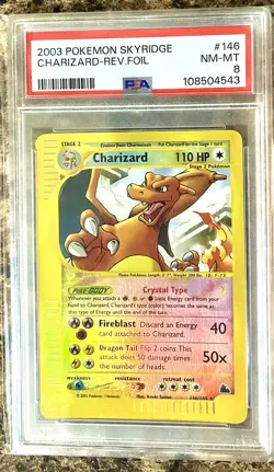 PSA 8 MINT Charizard 146/144 Crystal Reverse Holo Skyridge Pokemon Card - Image 3