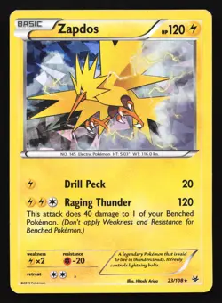 Zapdos 23/108 XY - Roaring Skies Cracked Ice Holo Rare Pokemon Card - Image 1