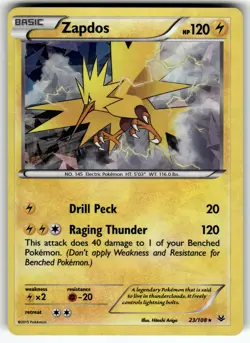 Zapdos - 23/108 (XY Roaring Skies) 023/108 Deck Exclusives LP Pokemon Card TCG - Image 1