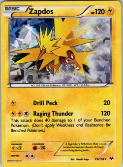 Zapdos - 23/108 (XY Roaring Skies) 023/108 Deck Exclusives Holo Pokemon TCG LP - Image 1