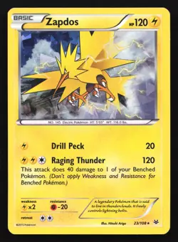 Zapdos 23/108 XY - Roaring Skies Cracked Ice Holo Rare Pokemon Card - Image 1