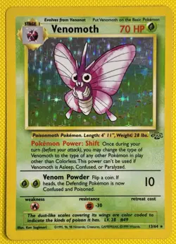 Venomoth 13/64 Jungle set Holo Rare Vintage WOTC Pokemon Card - Image 1