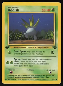 Pokemon Oddish Common 1st Edition Jungle 58/64 NM - Image 1
