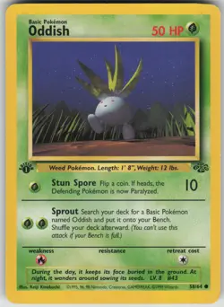 Pokemon TCG Oddish Common Jungle 1st Edition 58/64 - Image 1