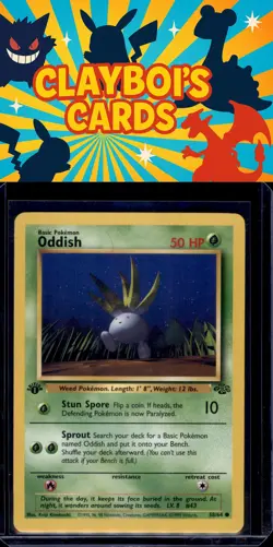 Oddish Jungle Pokemon 58/64 First Edition Common Near Mint or Better - Image 1