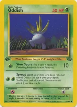 Pokemon Card - Jungle 58/64 - ODDISH (common) **1st Edition** - NM - Image 1
