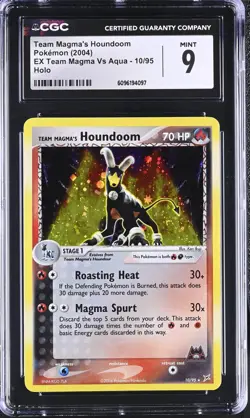 CGC 9 MINT Team Magma's Houndoom EX Team Magma Vs Aqua 10/95 Holo Pokemon Card - Image 1