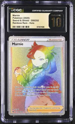 CGC 10 PRISTINE Marnie 208/202 2020 Sword & Shield Secret Rare Pokemon Card - Image 1