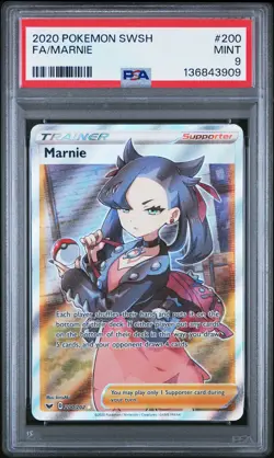 2020 POKEMON SWORD & SHIELD #200 FULL ART/MARNIE PSA 9 - Image 1