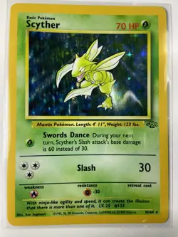 Pokemon TCG Scyther Jungle 10/64 Holo Unlimited Holo Rare LP - Image 1