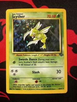 Pokemon TCG Scyther Jungle 10/64 Holo Unlimited Holo Rare LP - Image 1