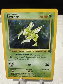 Pokemon Scyther TCG Jungle Holo Card 10/64 Unlimited Rare, Vintage LP Condition - Image 1