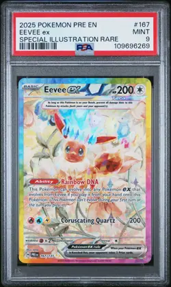 2025 POKEMON PRISMATIC EVOLUTIONS SPECIAL ILLUSTRATION RARE EEVEE EX PSA 9 - Image 1