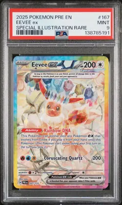2025 POKEMON PRISMATIC EVOLUTIONS SPECIAL ILLUSTRATION RARE EEVEE EX PSA 9 - Image 1