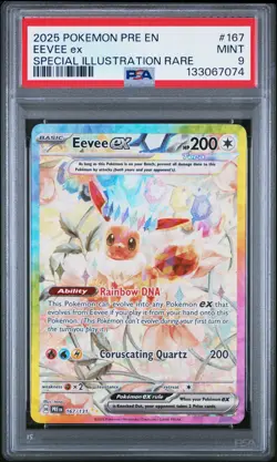 2025 POKEMON PRISMATIC EVOLUTIONS EEVEE ex #167 SPECIAL ILLUSTRATION RARE PSA 9 - Image 1