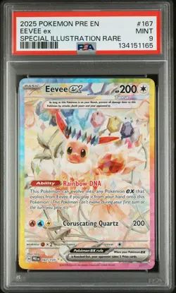 2025 POKEMON PRISMATIC EVOLUTIONS SPECIAL ILLUSTRATION RARE EEVEE EX PSA 9 - Image 1