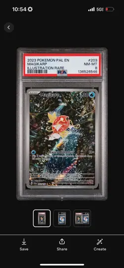 2023 Pokemon Scarlet & Violet Paldea Evolved Magikarp Illus Rare #203/193 PSA 8 - Image 2