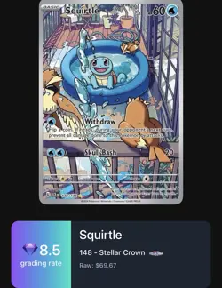 Pokemon TCG Squirtle Stellar Crown Illustration Card 148/142 Near Mint - Image 2