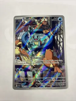 Pokemon TCG Squirtle Stellar Crown Illustration Card 148/142 Near Mint Condition - Image 2
