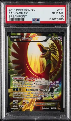 2016 POKEMON XY BREAKPOINT #121 FULL ART/HO-OH EX PSA 10 - Image 1
