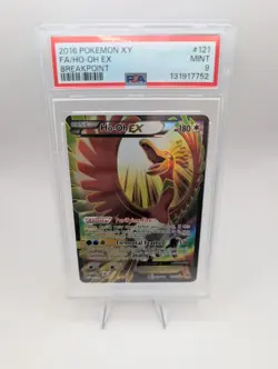 2016 POKEMON XY BREAKPOINT #121 FULL ART/HO-OH EX PSA 9 - Image 1