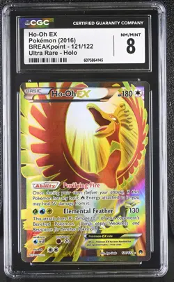 CGC 8 Ho-Oh EX 2016 BREAKpoint 121/122 Ultra Rare Holo Pokemon Card - Image 1