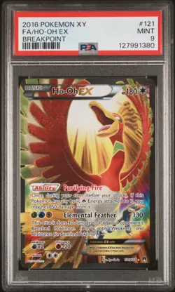2016 POKEMON XY BREAKPOINT #121 FULL ART/HO-OH EX PSA 9 - Image 1