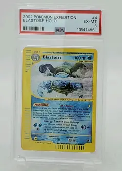 Pokemon TCG Blastoise Expedition Base Set 4/165 Reverse Holo Rare - PSA 6 EX-MT - Image 1