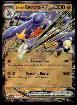 Pokemon TCG Destined Rivals #104/182 Cynthia's Garchomp EX NM - Image 1