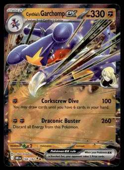 Pokemon TCG Destined Rivals #104/182 Cynthia's Garchomp EX NM - Image 1