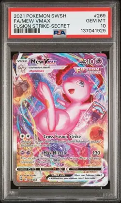 Pokemon TCG SWSH: Fusion Strike Mew VMAX 269/264 Alt Art Secret Rare PSA 10 GM - Image 1