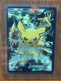 POKEMON TCG PIKACHU EX XY124 FULL ART 2016 HOLO BLACK STAR PROMO CARD NM/LP - Image 1