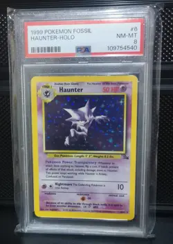 Haunter PSA 8 Pokemon Card. Fossil Set 6/62 rare holo. WOTC NM-MINT 1999. - Image 1