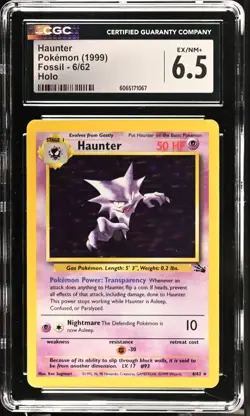 Haunter 1999 Fossil 6/62 Holo Pokemon Card CGC 6.5 Ex/NM+ - Image 1