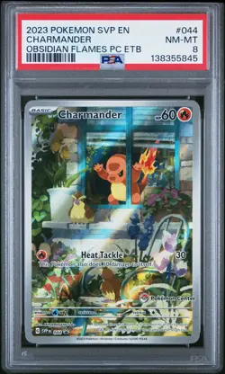 2023 POKEMON OBSIDIAN FLAMES POKEMON CENTER ETB PROMO SVP #044 CHARMANDER PSA 8 - Image 1