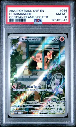 2023 POKEMON OBSIDIAN FLAMES POKEMON CENTER ETB PROMO SVP #044 CHARMANDER PSA 8 - Image 1