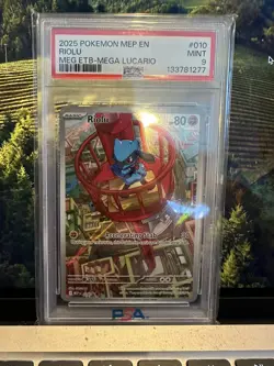 Pokemon TCG Riolu Black Star Promo Full Art Holo Illustration Card Mint PSA 9 - Image 1