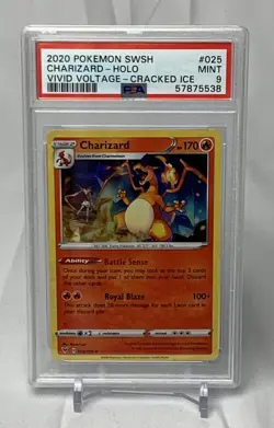 Pokemon Sword & Shield Vivid Voltage 025 Charizard-Holo Cracked Ice PSA 9 - Image 1