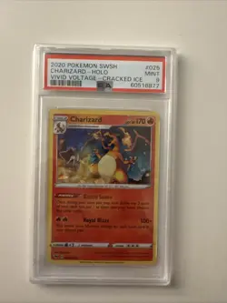 2020 Pokemon Sword & Shield Vivid Voltage Charizard Cracked Ice Holo PSA 9 Mint - Image 1