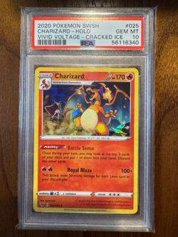 2020 POKEMON SWORD & SHIELD VIVID VOLTAGE CRACKED ICE #025 CHARIZARD-HOLO PSA 10 - Image 1