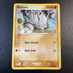 Rhyhorn 62/106-Reverse Holo Rare Ex Emerald STAMPED Pokemon TCG VLP - Image 1