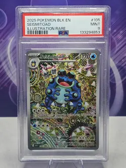 PSA 9 Mint Pokemon Black Bolt Seismitoad 105/086 Illustration Rare #105 - Image 1