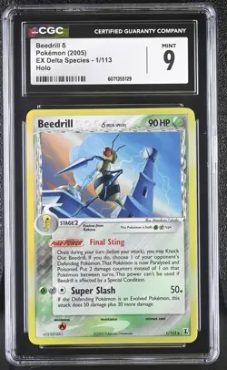 CGC 9 MINT Beedrill 2005 EX Delta Species 1/113 Holo Pokemon Card - Image 1